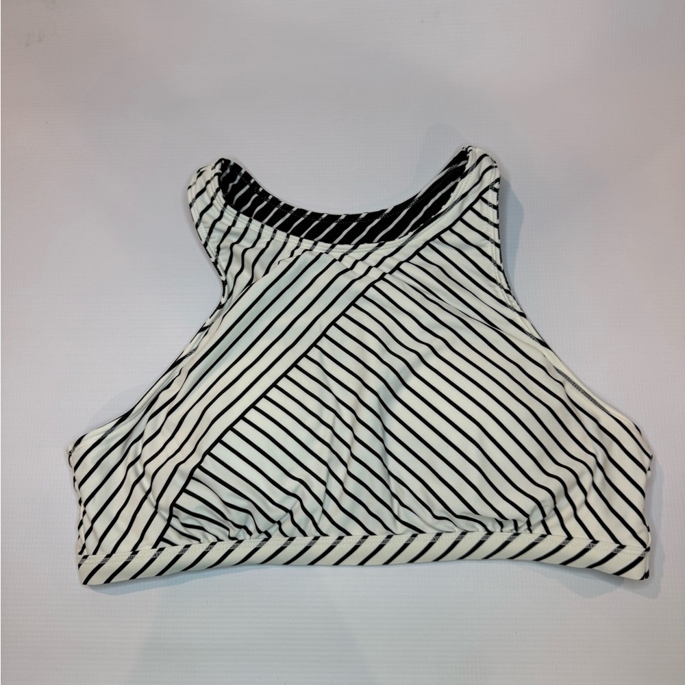Athleta Black and White Asymmetrical Crop Tank Bikini